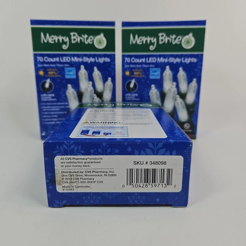 Lot of‎ 3 70 Count LED Mini Lights Cool White Green Wire Indoor/Outdoor 15ft New